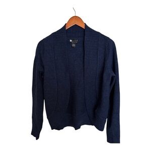 Carole Little Navy Open Front Cardigan 100% Merino Wool